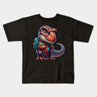 Cute Tyarannosaurus Go To School Kids T-Shirt